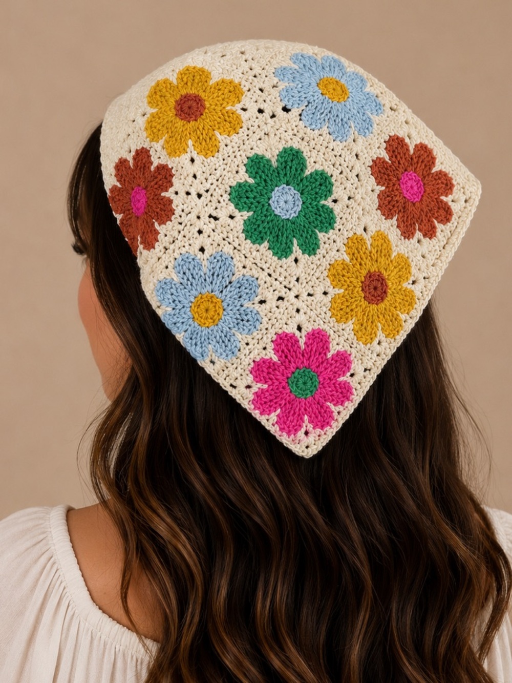 NEW Piper K Floral Crochet Headwrap Boho Cottagecore Hair Scarf Headband